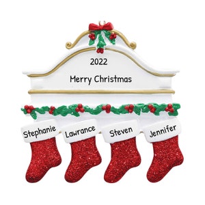 Christmas Stocking Ornament, Family Of 4 Ornament 2023, Personalized Christmas Ornaments, Christmas Baubles Ornaments,Holiday Decor For Tree