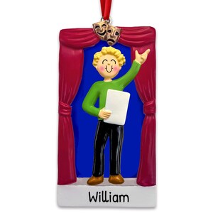 Blonde Men Actor Ornament, Personalized Theater Acting Ornament, Acting Graduation Gift For Men, Stage Actor Gift, Theater Decor