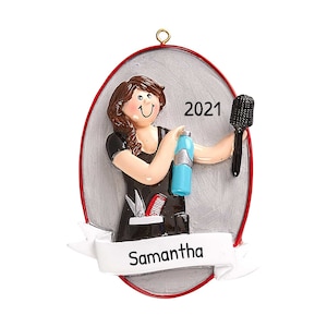 Personalized Hairdresser Ornament 2023 - Hair Stylist Ornaments, Beautician Gifts for Women - Salon Girl - Free Customization