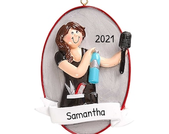 Gepersonaliseerde kapperornament 2023 - kapperornamenten, schoonheidsspecialistecadeaus voor vrouwen - salonmeisje - gratis aanpassing