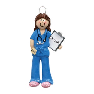 Personalized Medical Ornament - Nurse Ornaments, Doctor Ornaments, Medical Profession - Scrubs Woman - Free Customization