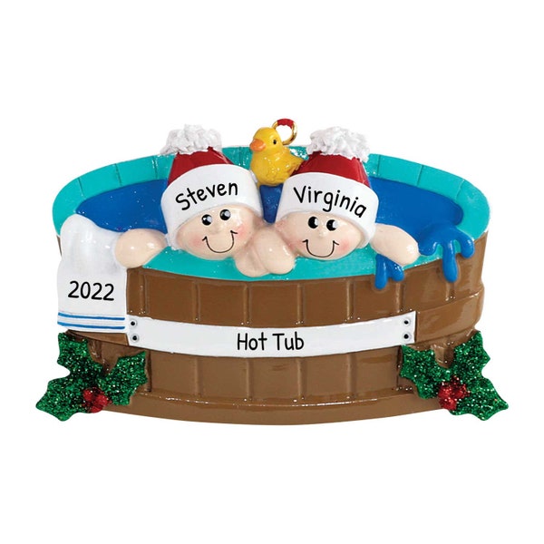 Hot Tub Ornament, Personalized Christmas Ornament 2024, Hot Tub Couples Ornament, Gift For Couples, Personalized Name, Holiday Ornaments