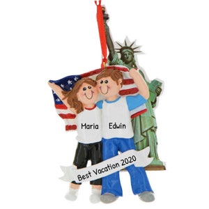 USA Couple Ornament, New York Ornament, Vacation Couple Ornament, Statue Of Liberty Ornament, Personalized Ornament, NYC Ornament