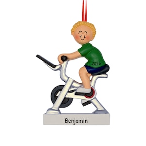 Personalized Exercise Bike Ornament, Workout Ornament, Gym Fitness Bicycle Ornament, Fitness Ornament, Gym Ornament, Workout Gift, Fitness