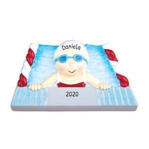 Personalized Swim Ornaments - Swimmer Ornament, Swim Coach Gifts, Swimming Pool Ornament - Swimming Girl - Free Customization