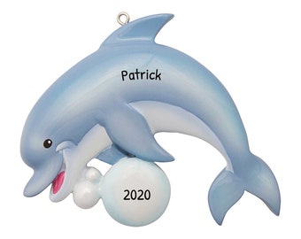 Dolphin Ornament, Personalized Christmas Ornament, Dolphin Figurine Ornament, Custom Ornament, Bubble Dolphin, Personalized Free, Gift