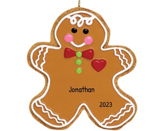 Adornos de hombrecito de jengibre personalizados - Galletas de hombrecito de jengibre, adornos de galletas, adornos de pan de jengibre - Personalización gratuita con caja de regalo