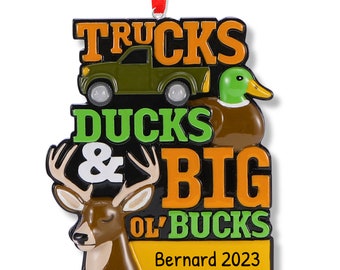 Ducks And Trucks Ornament, Ducks Trucks Bucks, Hunting Gift, Baby Shower Gift, Hunting Nursery Decor, Woodland Ornament, Christmas Gift