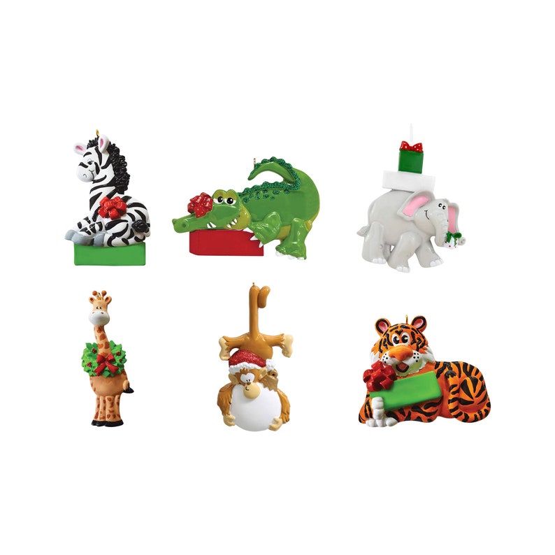 Personalized Zoo Animal Ornament Custom Name Christmas Etsy