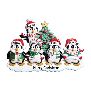 Personalized Family Christmas Ornament - Custom Family of 5 - Penguin Ornament - Penguin Family Christmas Tree Ornament 2023 in Gift Box