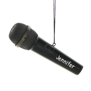 Personalized Black Microphone Ornament, Singing Ornament, Karaoke Ornament, Choir Ornament, Custom Ornament, Personalized Gift For Singer