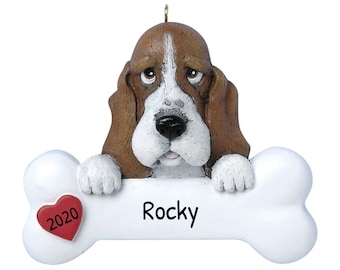 Personalized Pet Ornaments 2023 - Dog Christmas Ornaments Basset Ornament Dog Ornaments Bone Ornament - Free Customization