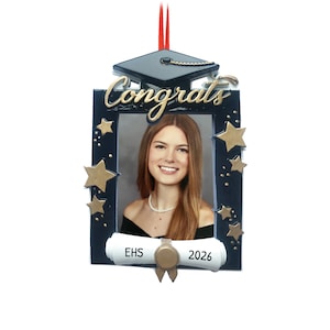 Personalized Graduation Picture Frame Ornament - Graduation Photo Frame Ornament, Class of 2023 Ornament - Free Customization with Gift Box