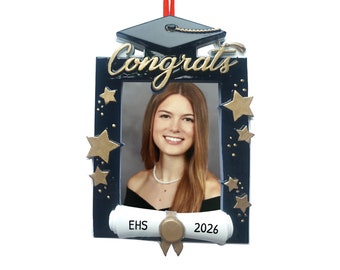 Personalized Graduation Picture Frame Ornament - Graduation Photo Frame Ornament, Class of 2023 Ornament - Free Customization with Gift Box