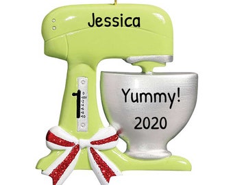 Personalized Mixer Ornament - Baking Ornament, Baker Ornament, Cooking Stand Mixer, Kitchen Mixer - Green - Free Customization with Gift Box