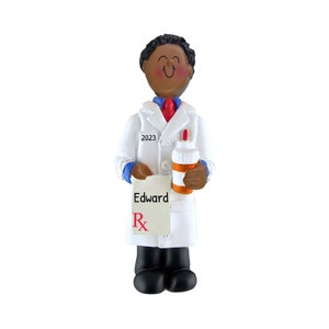 Personalized Medical Ornament, Pharmacist Ornament, Fun Gifts for Pharmacists, Medical Graduation Gift, Pharmacist Gift, Black Male Ornament