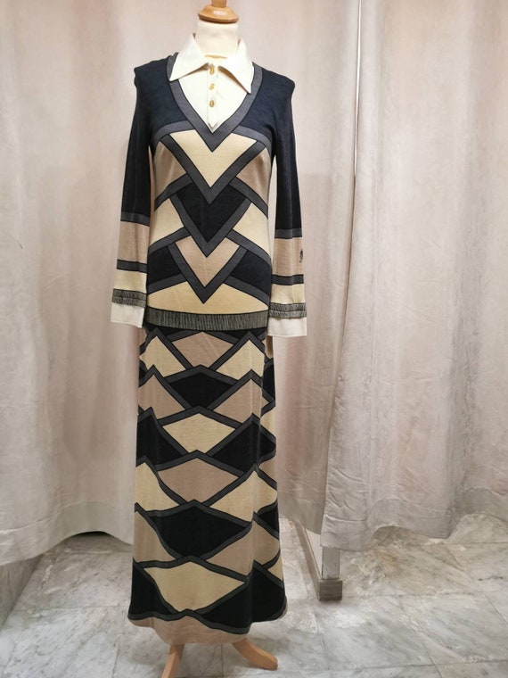 CAMERINO CAMERINO long dress vintage 1970 trompe l