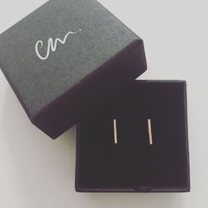 Solid 9ct Yellow Gold line bar stud earrings available 9ct rose or 9ct white Gold