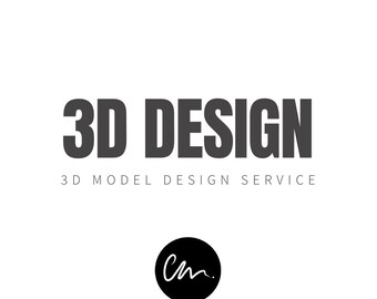 May include: 3D Design logo with the text "3D DESIGN" in bold, black letters. Below the logo is the text "3D MODEL DESIGN SERVICE". A black circle with a white handwritten signature "CM" is in the bottom center of the image.