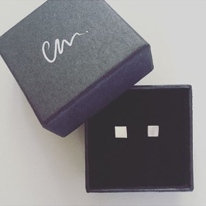 Pendientes cuadrados de plata de ley con forma de botón, conjunto de pendientes con forma minimalista, cuadrados, planos, tendencia, joyería, pendientes de oro amarillo de 9 quilates y oro rosa