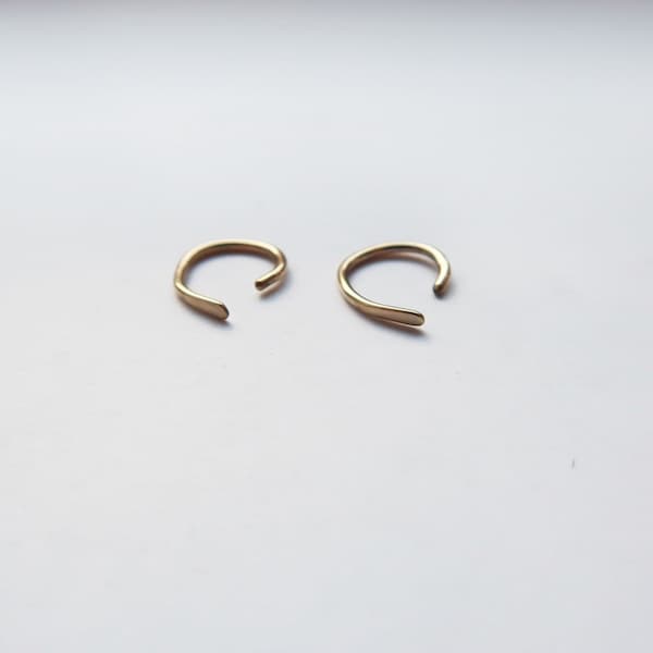 Two Single Ear Cuffs - 9ct Gold - Fake Piercing - Helix Rose Gold Earring - White Gold - 925 Silver Cuff - Ear Cuff - Solid Gold