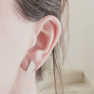Geometric Stud Earrings Triangle Shaped in Sterling Silver