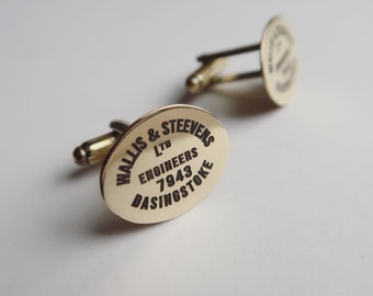 Custom Steam Engine Plate Cufflinks Brass custom laser engraving personalised