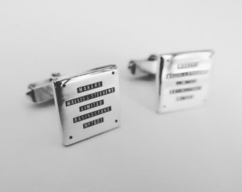 Custom Steam Engine Plate Cufflinks Sterling Silver square custom laser engraving personalised