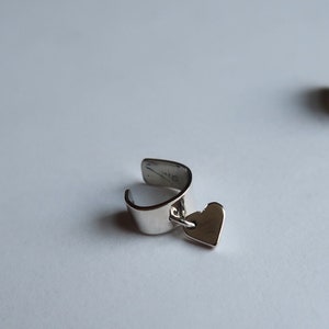 Heart charm ear cuff, custom charm, sterling silver helix, cartilage ear wrap