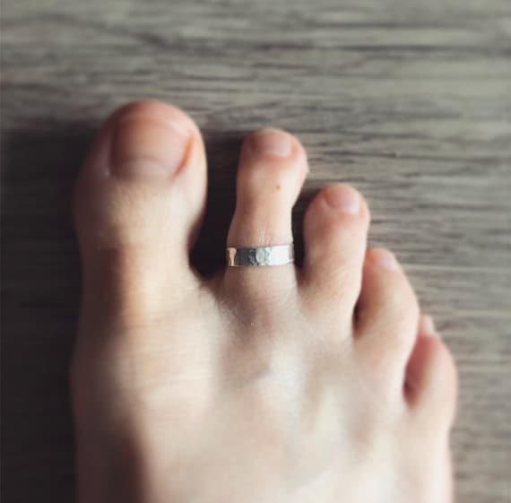 Bague d'orteil unie en argent sterling martelé France