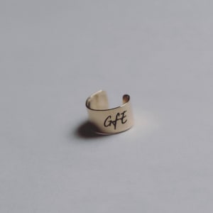 Solid 9ct gold Personalised Ear Cuff, Custom engraving Design, 9k rose gold, white gold