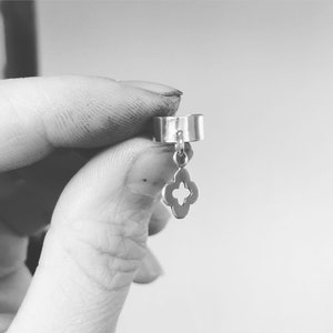 Custom charm ear cuff, sterling silver helix, cartilage ear wrap