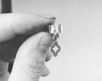 Custom charm ear cuff, sterling silver helix, cartilage ear wrap