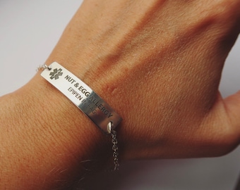 Womens Medical Alert, ID Bracelet, Sterling Silver ID Panel