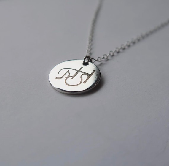 Disc Necklace Laser Engraved Sterling Silver Custom Symbol, Logo