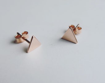 Triangle Earrings 9ct Rose Gold Studs