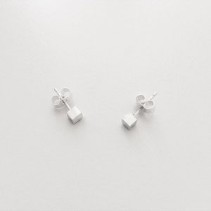 Cube Earrings Square sterling silver studs minimal small stud jewellery jewelry