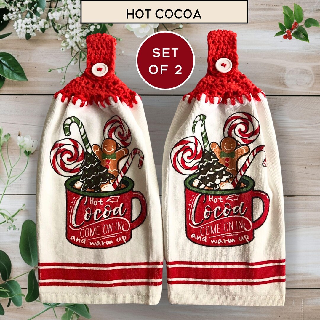 Christmas Hand Towel for Kitchen Oven Door Towel Set of 2 Christmas ...