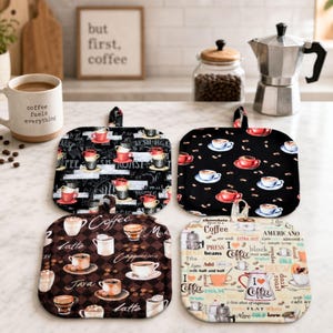 Coffee Pot Holder Coffee Potholder Coffee Hot Pad Set of 2 Kitchen Décor Coffee Lover Gift for Baker Gift for Cooking Accessories Gift