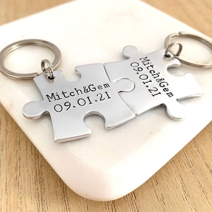 Wedding Gift, Personalised Keyring, Puzzle, Piece, Personalized Keychain, Anniversary Gift, Jigsaw, His and Her Gift, Gifts for Groom, Bride