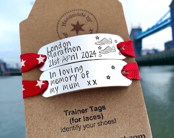 London Marathon Personalised Trainer Tags, Running Shoe Tag, Marathon Running Gift