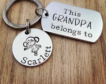 This Grandad Belongs To Keychain, Personalised Gifts for Grandpa, Gifts for Dads, Keyring for Fathers Day