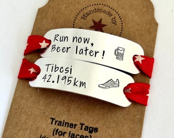 Run Now, Beer Later, Running Gift, Personalised Trainer Tags, Shoe Accessory, Running Motivation, Gifts for Marathon Runners, Daddy Gifts