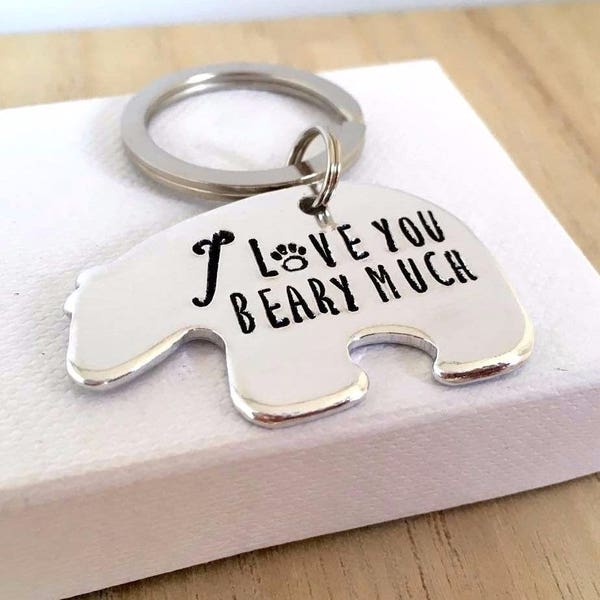 I Love You Beary Much, Boyfriend Gifts, Polar Bear Keyring, Gifts for Wife, Girlfriend, Husband, Valentines Day, Anniversary Present