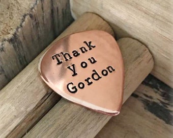 Personalised Copper Plectrum, Guitar Pick, Personalized Plec, Gifts for Guitarists, Gifts for Boyfriends, Gifts for Him