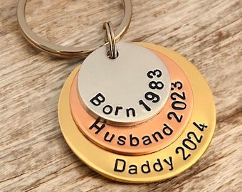 Personalised Gifts for Husband, Daddy Keyring, Fathers Day Gift