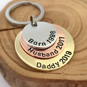 Personalised Gifts for Husband, Daddy Keyring, Fathers Day Gift, From Wife, Dad Birthday Gift, Husband Valentines Gift, Dad Christmas Gift image 1