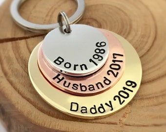 Personalised Gifts for Husband, Daddy Keyring, Fathers Day Gift, From Wife, Dad Birthday Gift, Husband Valentines Gift, Dad Christmas Gift