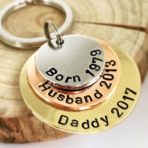 Personalised Gifts for Husband, Daddy Keyring, Fathers Day Gift, From Wife, Dad Birthday Gift, Husband Valentines Gift, Dad Christmas Gift image 2
