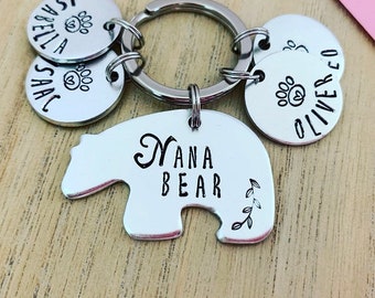 Gifts for Grandma, Nana Bear Keyring, Personalised Gran Keyring, Personalized Keychain, Nanny, Nanna, Granny, Mothers Day Gift, Grandmother